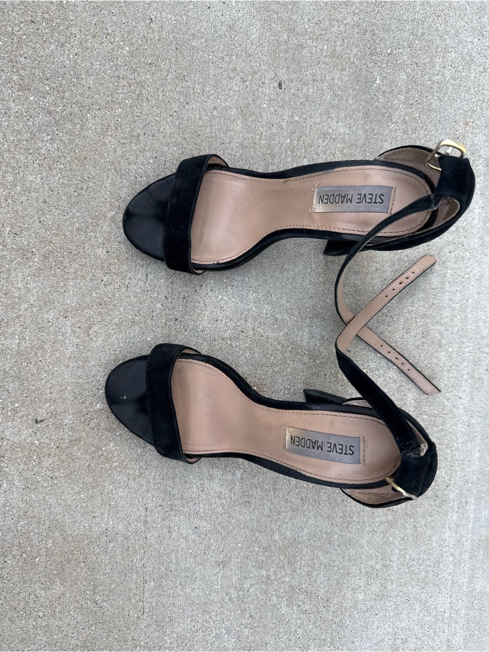 Steve Madden Black Suede Open-Toe Ankle Strap Heels